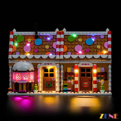 Festive Gingerbread House cozy warm glow - ZENE Bricks Light Kit for LEGO® Festive Gingerbread House #40809