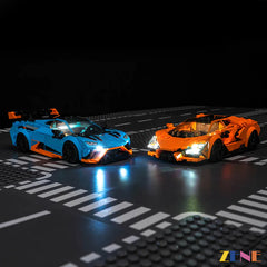 show stopping supercar shelf lighting - ZENE Bricks Light Kit for LEGO® Lamborghini Revuelto & Huracán STO #77238