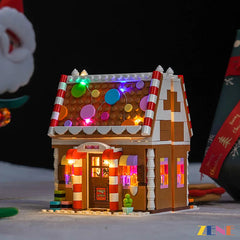 Winter Village gingerbread display lighting - ZENE Bricks Light Kit for LEGO® Festive Gingerbread House #40809
