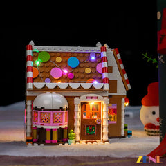 Christmas house sparkling candy LEDs - ZENE Bricks Light Kit for LEGO® Festive Gingerbread House #40809