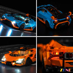 Italian racing display LED enhancement - ZENE Bricks Light Kit for LEGO® Lamborghini Revuelto & Huracán STO #77238