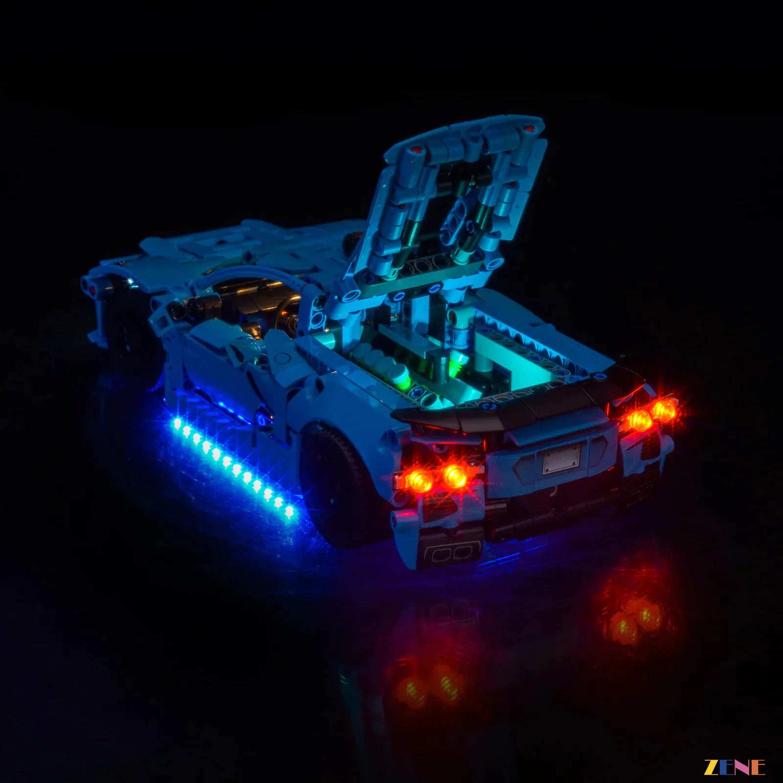 zene bricks LEGO Chevrolet Corvette Stingray Blue Light Kit for #42217
