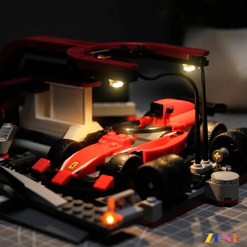 zene bricks Light Kit for LEGO F1 Pit Stop & Pit Crew with Ferrari Car #60443
