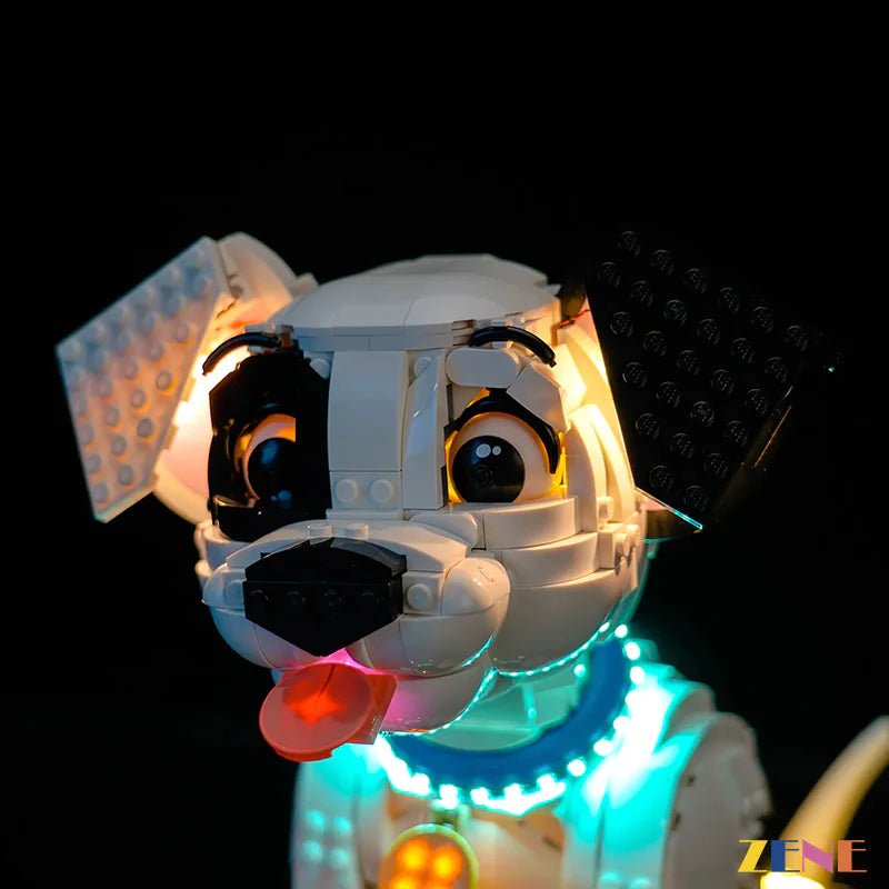 Dalmatian puppy eyes collar and warm display glow - ZENE Bricks Light Kit for LEGO® Dalmatians Puppy #43269