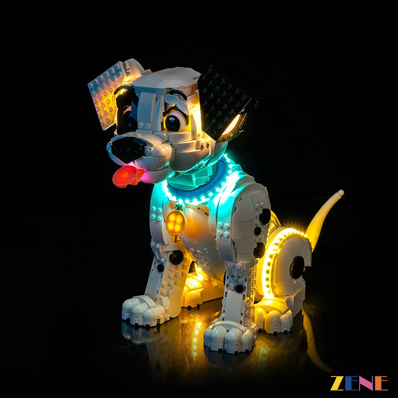Dalmatian puppy eyes collar and warm display glow - ZENE Bricks Light Kit for LEGO® Dalmatians Puppy #43269