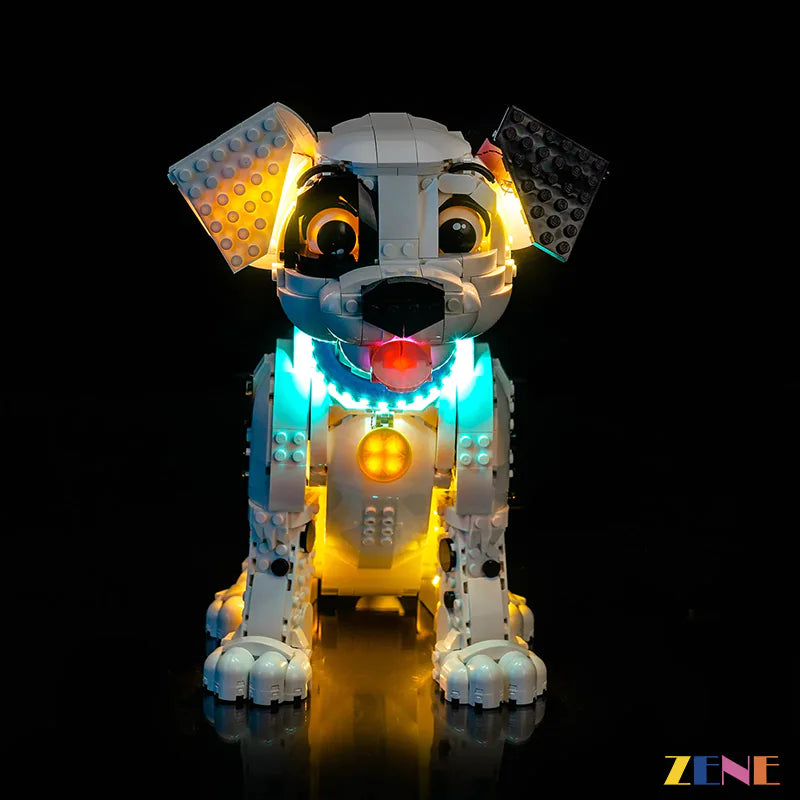 Dalmatian puppy eyes collar and warm display glow - ZENE Bricks Light Kit for LEGO® Dalmatians Puppy #43269
