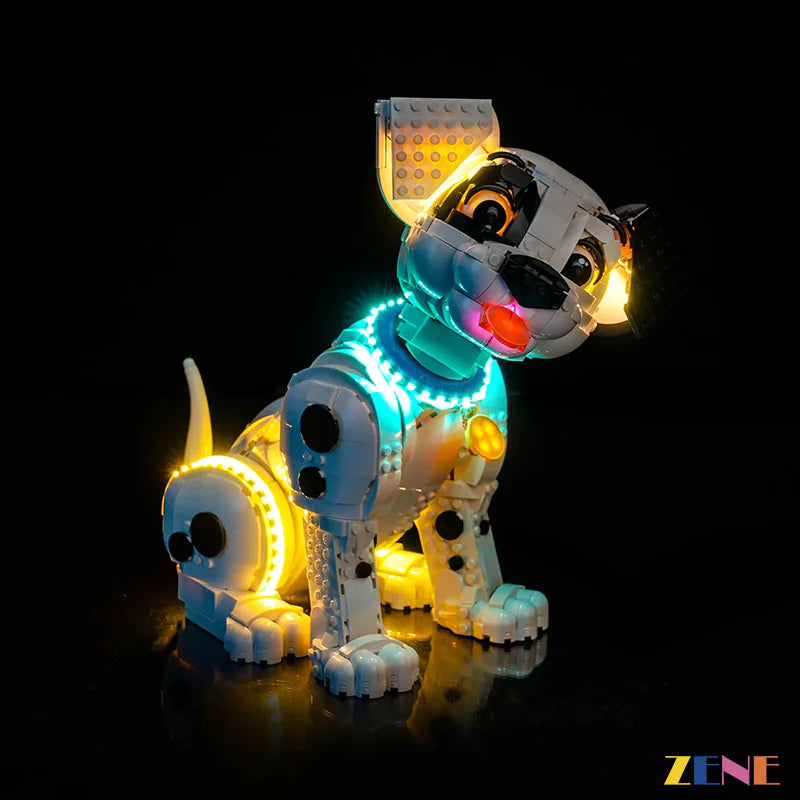Dalmatian puppy eyes collar and warm display glow - ZENE Bricks Light Kit for LEGO® Dalmatians Puppy #43269