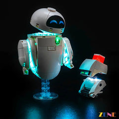 blue and white sci-fi companion scene - ZENE Bricks Light Kit for LEGO® WALL-E and EVE #43279