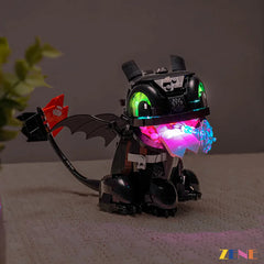 Toothless green eyes and plasma blast glow - ZENE Bricks Light Kit for LEGO® Dragon Toothless #10375