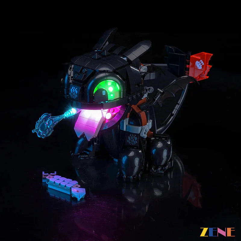 Toothless green eyes and plasma blast glow - ZENE Bricks Light Kit for LEGO® Dragon Toothless #10375