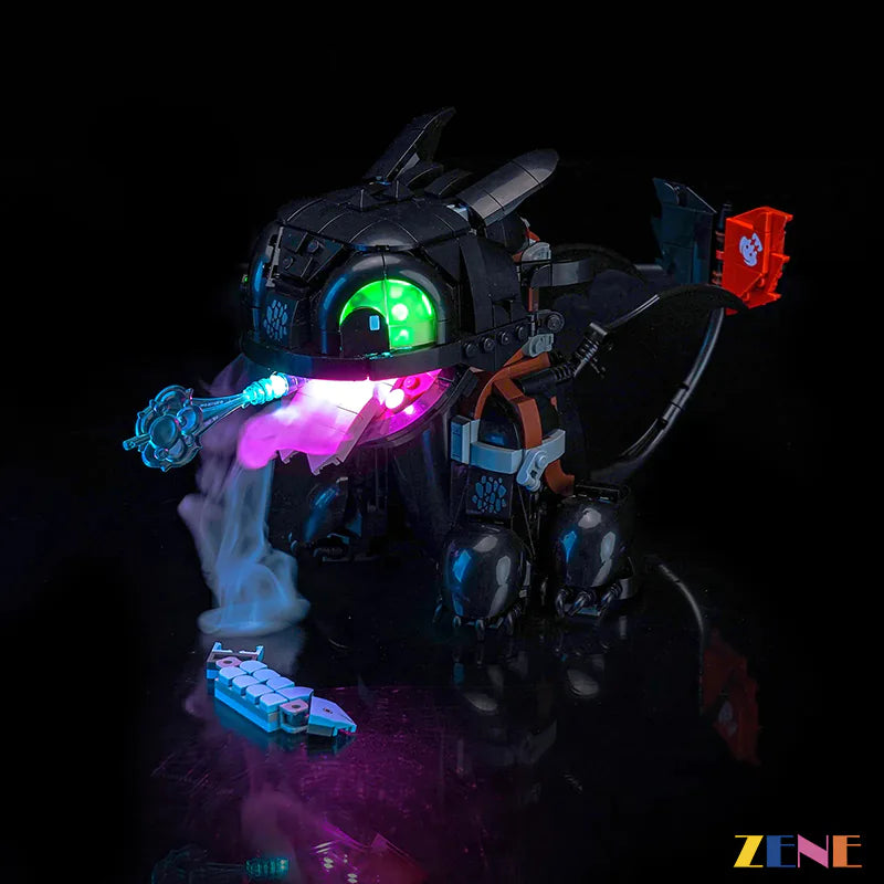 Toothless green eyes and plasma blast glow - ZENE Bricks Light Kit for LEGO® Dragon Toothless #10375