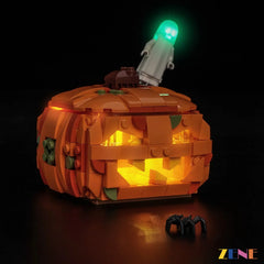Warm Spooky Pumpkin Glow For Halloween LEGO® Builders - ZENE Bricks Light Kit For LEGO® Halloween Pumpkin Lantern #40872