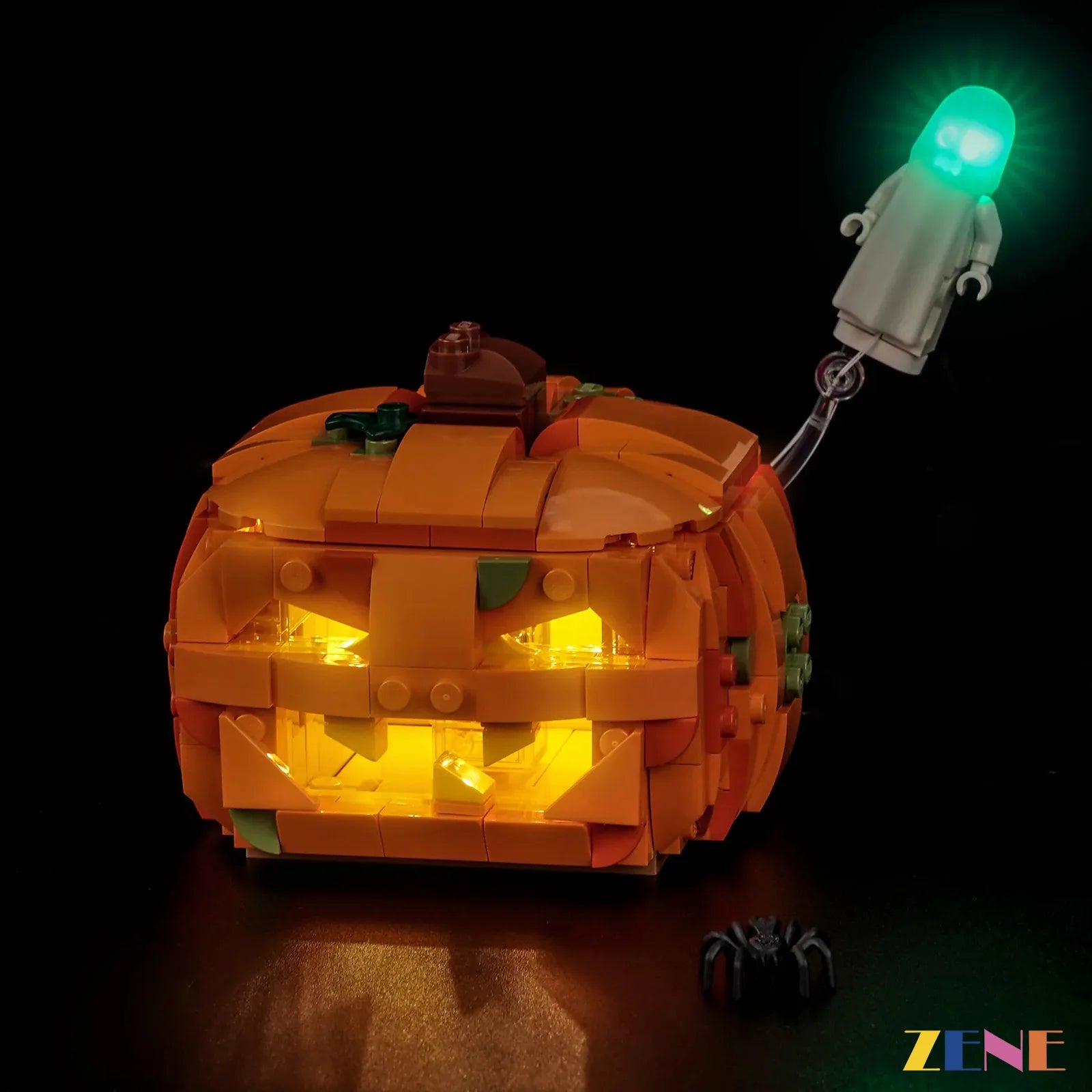 Warm Spooky Pumpkin Glow For Halloween LEGO® Builders - ZENE Bricks Light Kit For LEGO® Halloween Pumpkin Lantern #40872