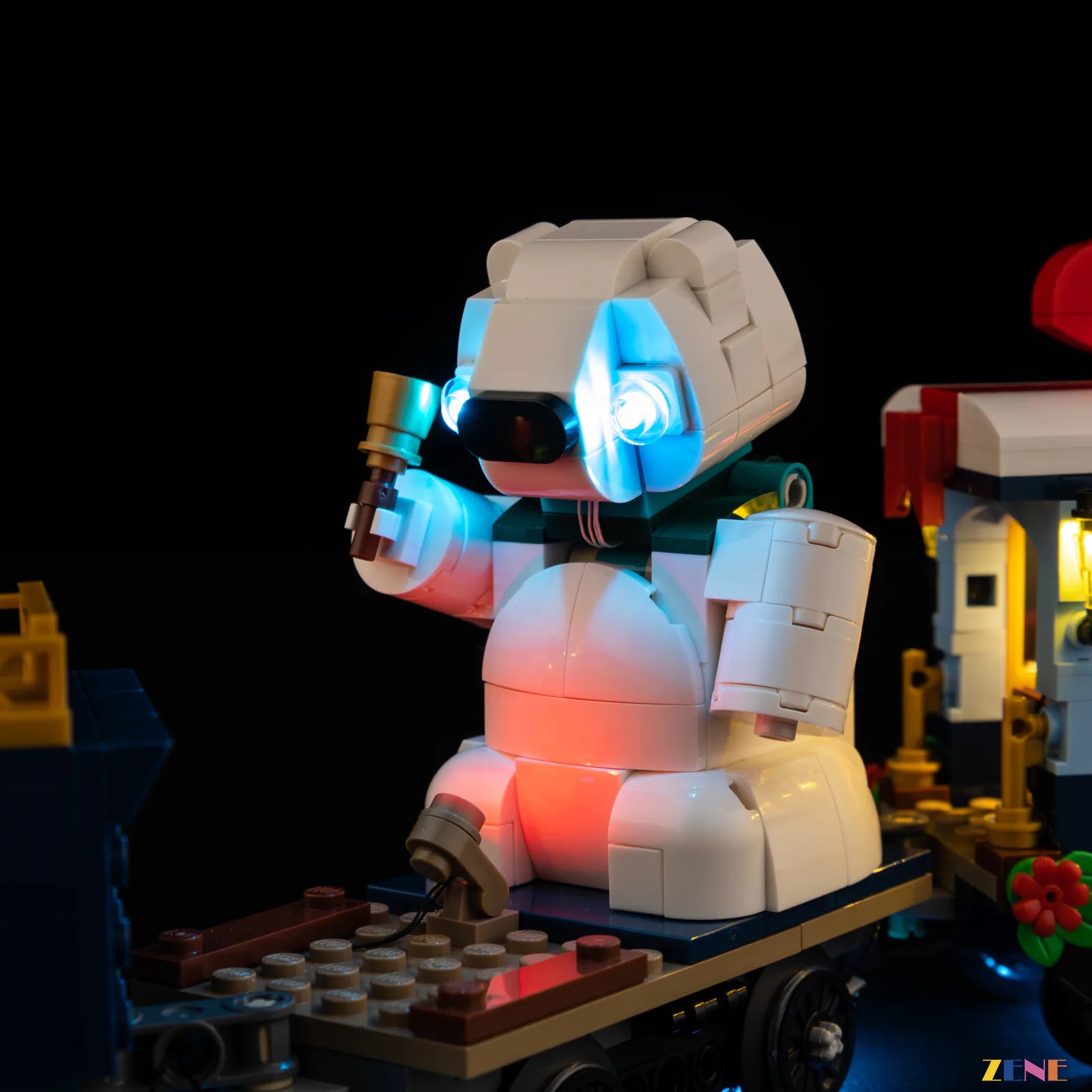 gift wagon red bow display glow - ZENE Bricks Light Kit for LEGO® Holiday Express Train #10361 Ver.2