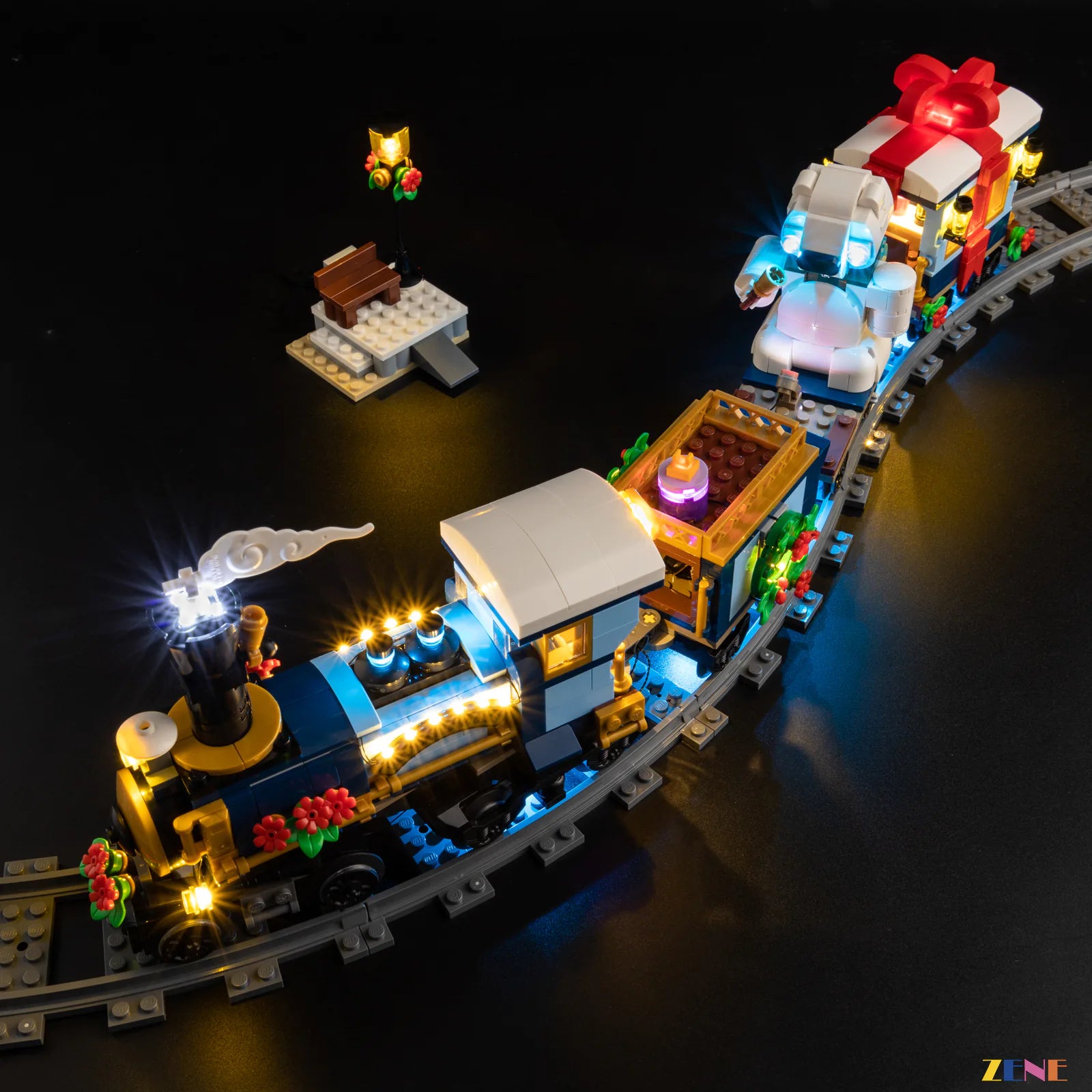 dark blue locomotive night glow - ZENE Bricks Light Kit for LEGO® Holiday Express Train #10361 Ver.2