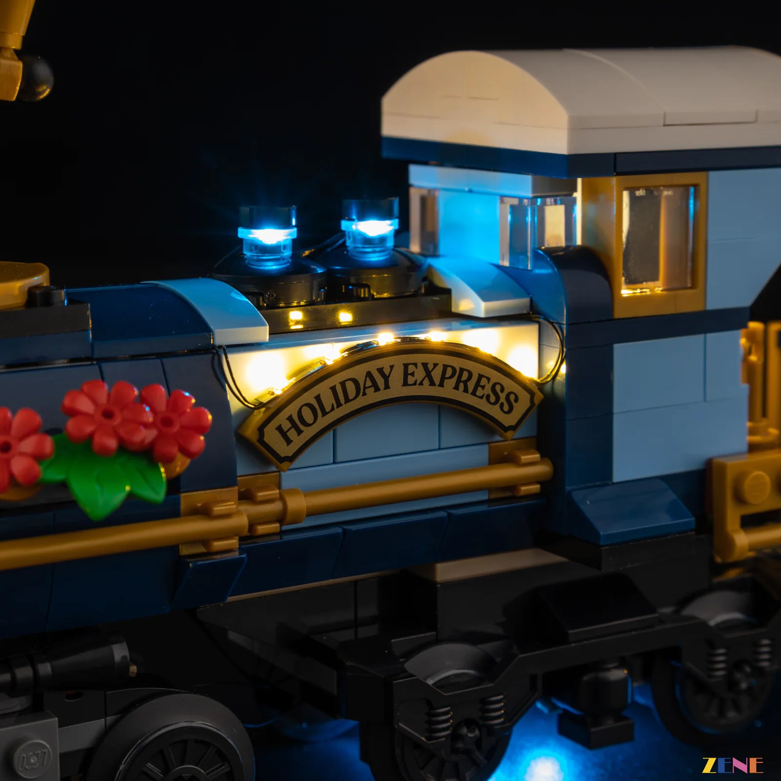 festive locomotive gold detail glow - ZENE Bricks Light Kit for LEGO® Holiday Express Train #10361 Ver.2