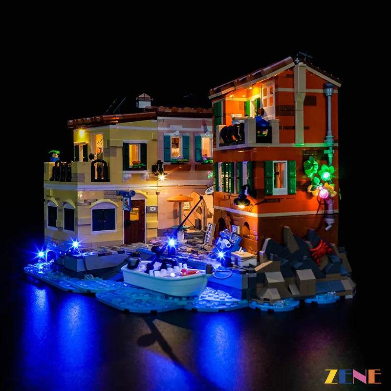 Italian Riviera coastal village display lighting - ZENE Bricks Light Kit for LEGO® Italian Riviera #21359