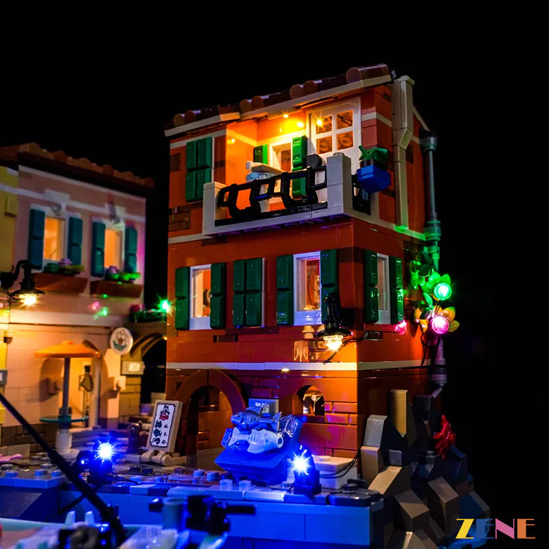 Italian Riviera coastal village display lighting - ZENE Bricks Light Kit for LEGO® Italian Riviera #21359