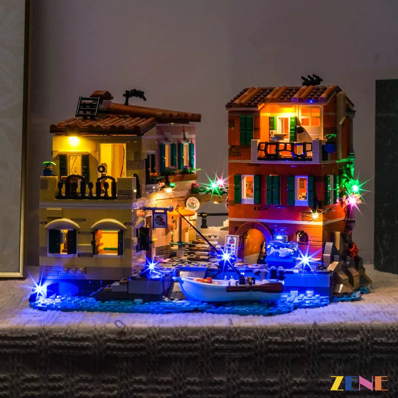 Italian Riviera coastal village display lighting - ZENE Bricks Light Kit for LEGO® Italian Riviera #21359