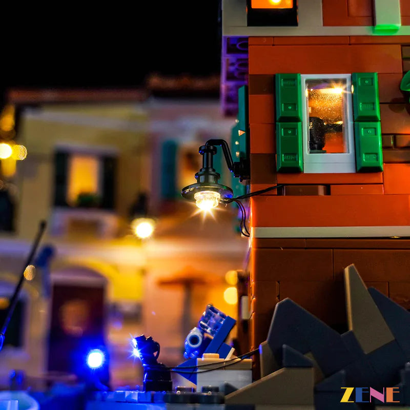 Italian Riviera coastal village display lighting - ZENE Bricks Light Kit for LEGO® Italian Riviera #21359
