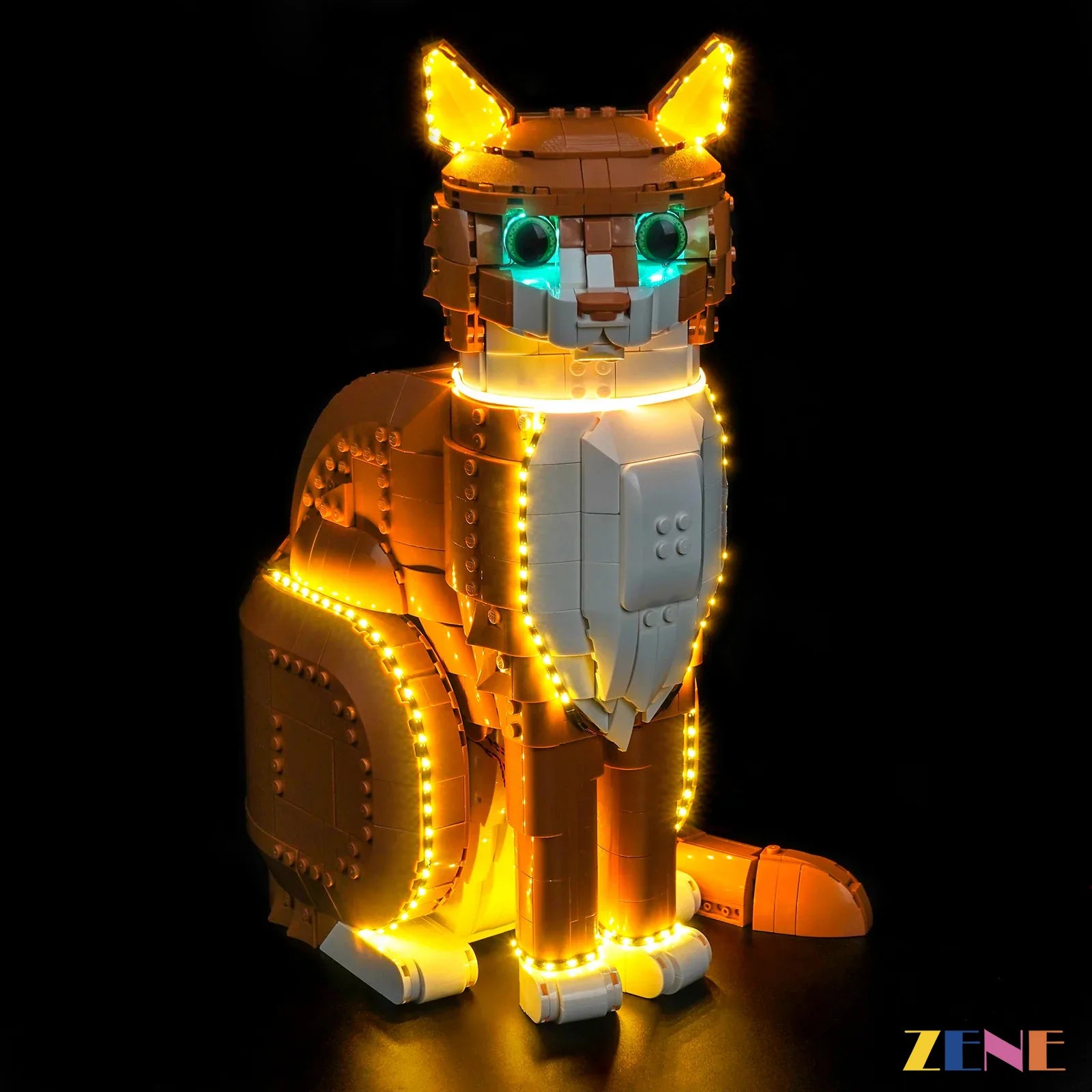 immersive orange cat shelf lighting - ZENE Bricks Light Kit for LEGO® Ideas Orange Cat #21376