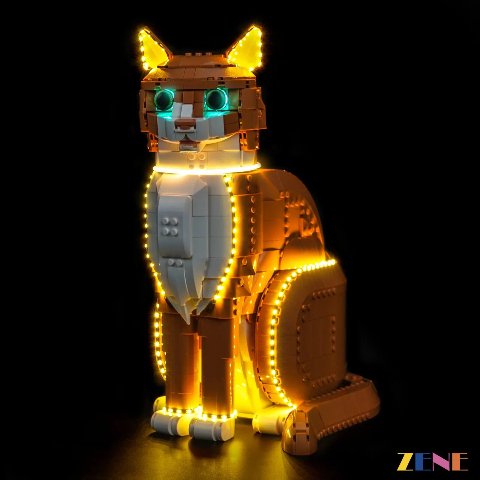 cat collar neon display effect - ZENE Bricks Light Kit for LEGO® Ideas Orange Cat #21376