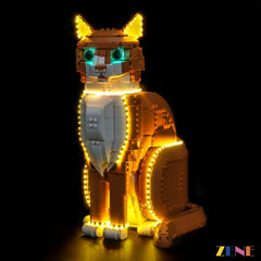 cat collar neon display effect - ZENE Bricks Light Kit for LEGO® Ideas Orange Cat #21376