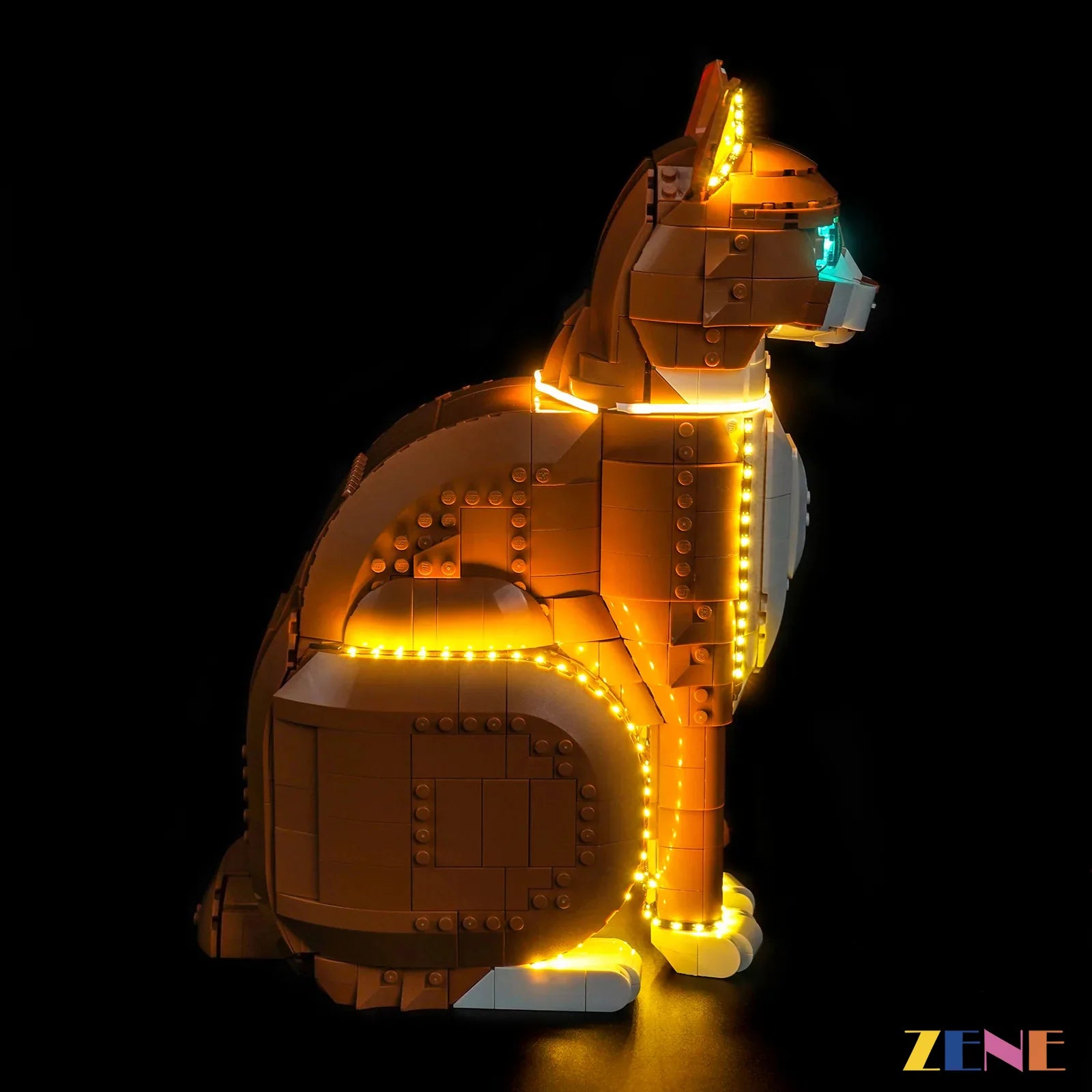 USB powered cat display glow - ZENE Bricks Light Kit for LEGO® Ideas Orange Cat #21376