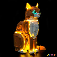 feline display shelf night ambiance - ZENE Bricks Light Kit for LEGO® Ideas Orange Cat #21376