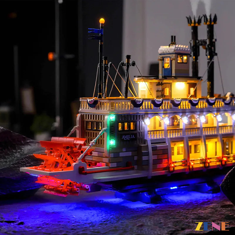 zene bricks Light Kit for LEGO River Steamboat #21356