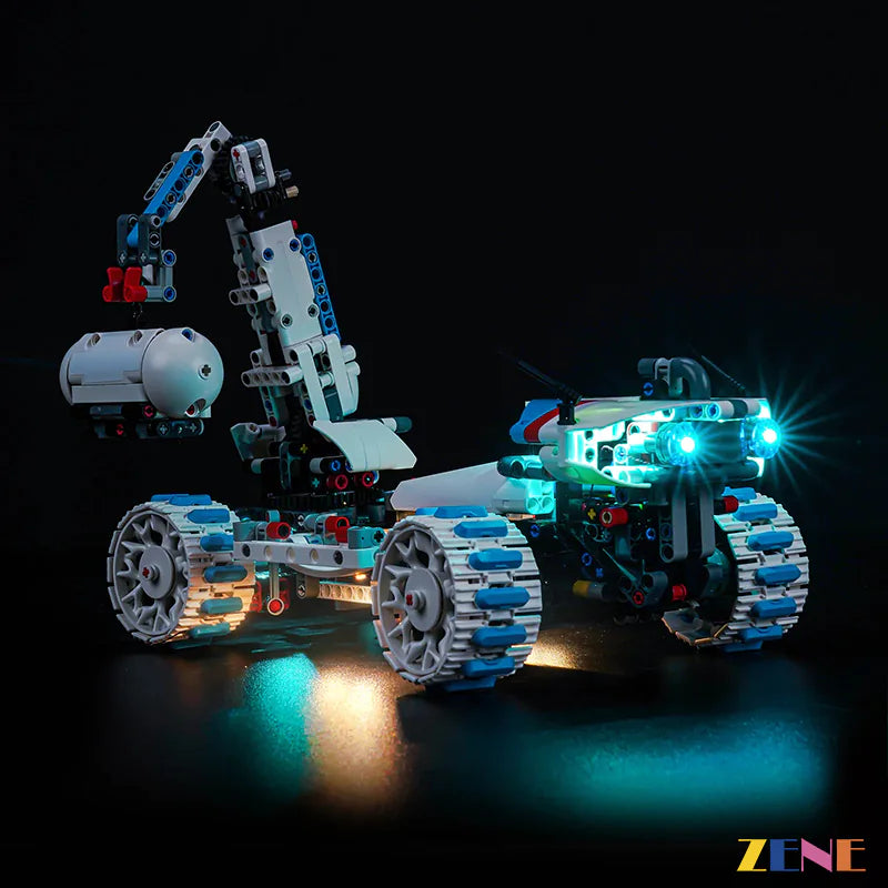 lunar rover cyan underglow and headlights - ZENE Bricks Light Kit for LEGO® Moon Rover Space Vehicle Lunar Outpost #42211