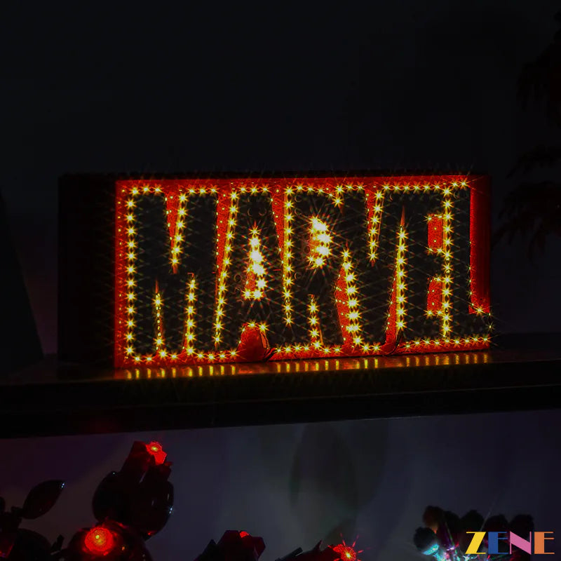 Avengers minifigures illuminated display - ZENE Bricks Light Kit for LEGO® Marvel Logo & Minifigures #76313
