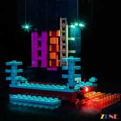 Enderman tower portal colors and Minecraft display glow - ZENE Bricks Light Kit for LEGO® Minecraft® Enderman Tower #21279