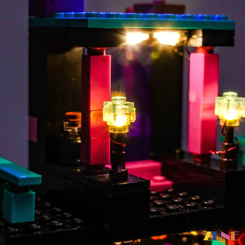 Enderman tower portal colors and Minecraft display glow - ZENE Bricks Light Kit for LEGO® Minecraft® Enderman Tower #21279