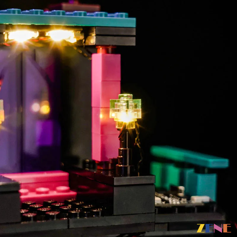 Enderman tower portal colors and Minecraft display glow - ZENE Bricks Light Kit for LEGO® Minecraft® Enderman Tower #21279