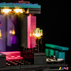 Enderman tower portal colors and Minecraft display glow - ZENE Bricks Light Kit for LEGO® Minecraft® Enderman Tower #21279