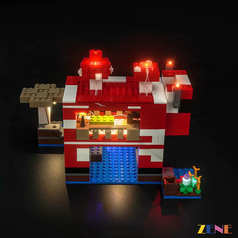 zene bricks Light Kit for LEGO Mooshroom House #21270