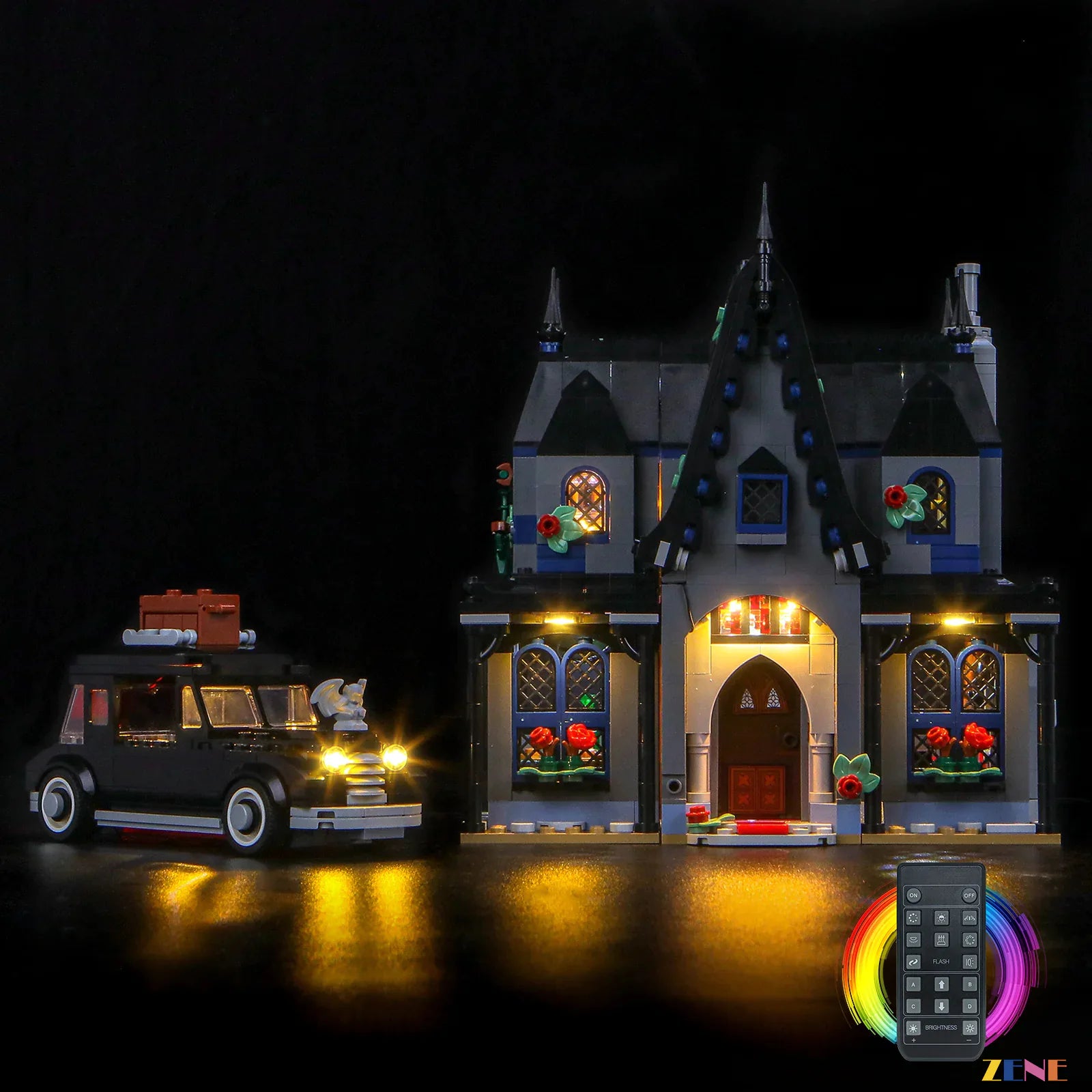 gothic charm display shelf lighting - ZENE Bricks Light Kit for LEGO® Morticia's Cottage #76786