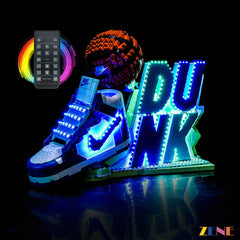 classic blue sneaker display glow - ZENE Bricks Light Kit for LEGO® Nike Dunk #43008