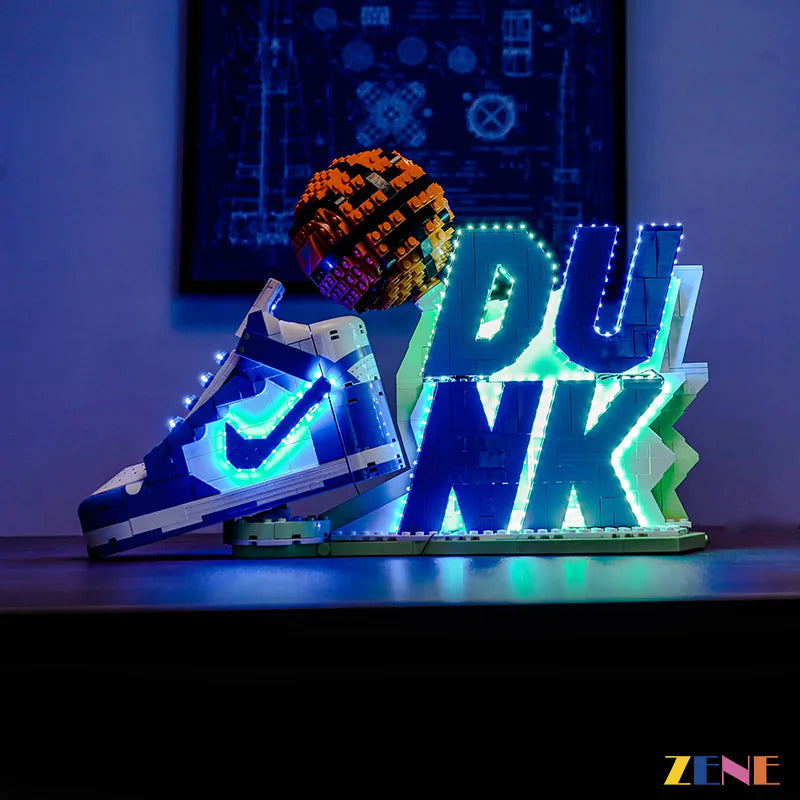 basketball dunk scene blue illumination - ZENE Bricks Light Kit for LEGO® Nike Dunk #43008