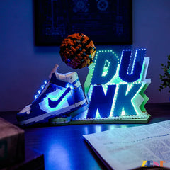 blue DUNK lettering streetwear glow - ZENE Bricks Light Kit for LEGO® Nike Dunk #43008
