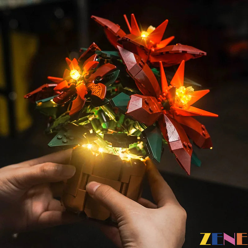 zene bricks Light Kit for LEGO Poinsettia Flower 10370