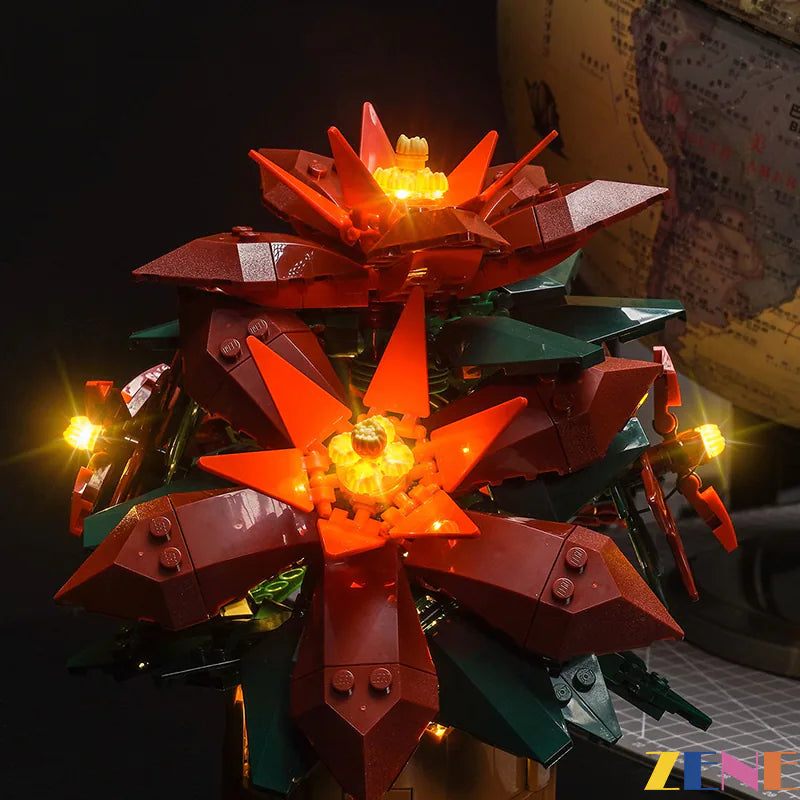 zene bricks Light Kit for LEGO Poinsettia Flower 10370