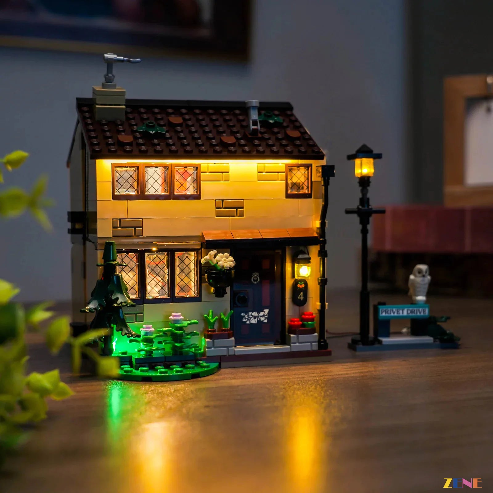 Privet Drive night house lighting - ZENE Bricks Light Kit for LEGO® Privet Drive Aunt Marge's Visit #76451