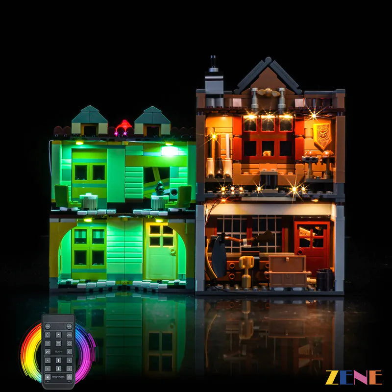 Quidditch shop and ice cream parlour glow - ZENE Bricks Light Kit for LEGO® Quality Quidditch Supplies & Ice Cream Parlour #76452