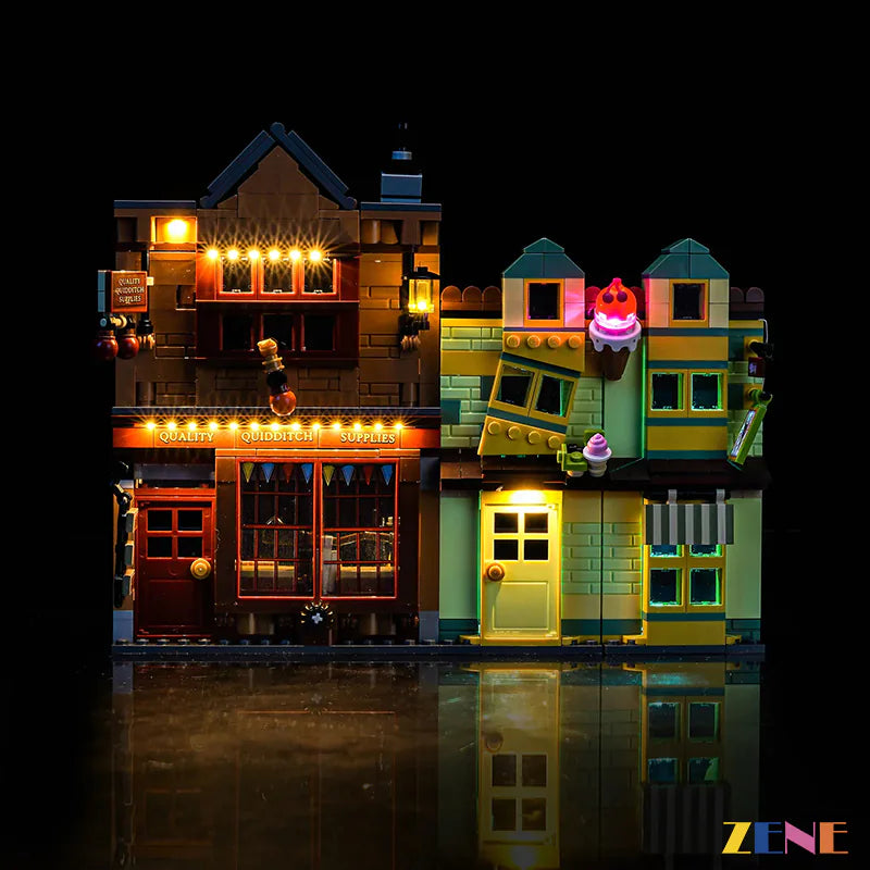Quidditch shop and ice cream parlour glow - ZENE Bricks Light Kit for LEGO® Quality Quidditch Supplies & Ice Cream Parlour #76452