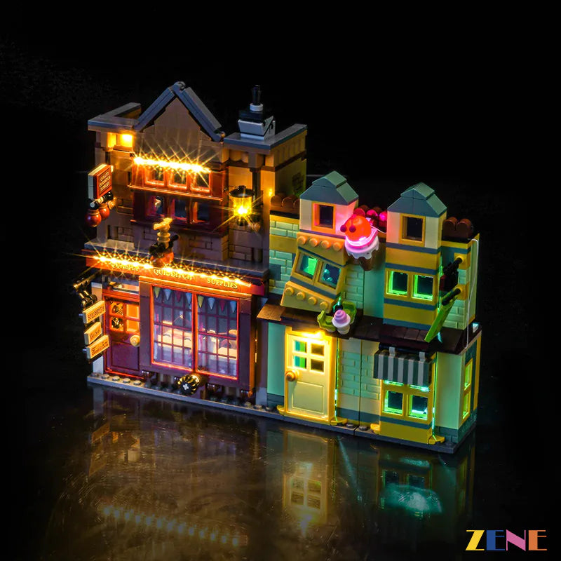 Quidditch shop and ice cream parlour glow - ZENE Bricks Light Kit for LEGO® Quality Quidditch Supplies & Ice Cream Parlour #76452