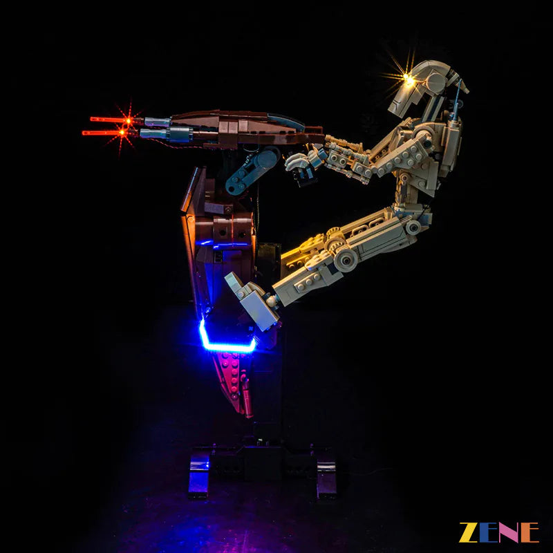 Battle Droid STAP blue base and blaster glow - ZENE Bricks Light Kit for LEGO® Battle Droid with STAP #75428