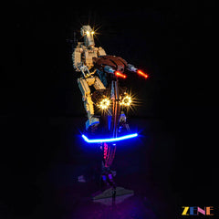 Battle Droid STAP blue base and blaster glow - ZENE Bricks Light Kit for LEGO® Battle Droid with STAP #75428