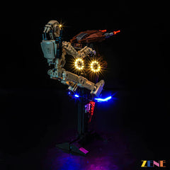 Battle Droid STAP blue base and blaster glow - ZENE Bricks Light Kit for LEGO® Battle Droid with STAP #75428